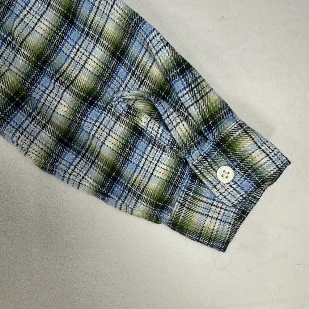 Gymboree Boys’s Size 5 Flannel Plaid Long-Sleeve Shirt Green/Blue/White